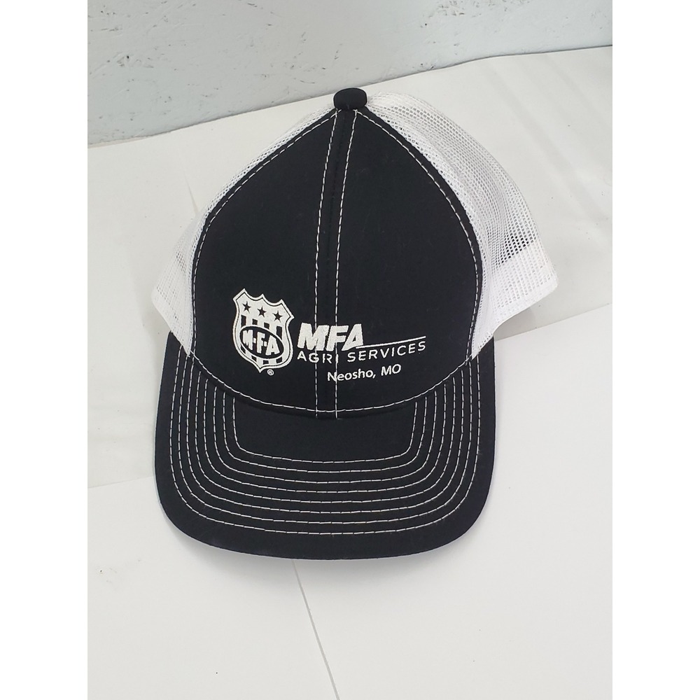 Outdoor Cap MFA Agri Services Neosho MO Trucker Hat Black White Mesh MBW-800